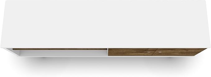 Manhattan Comfort Liberty Collection Mid Century Modern TV Stand With One Cabinet and Two Open Shelves With Splayed Legs, Wood/White, Medium, Model Number: 201AMC69 - LeafyLoom