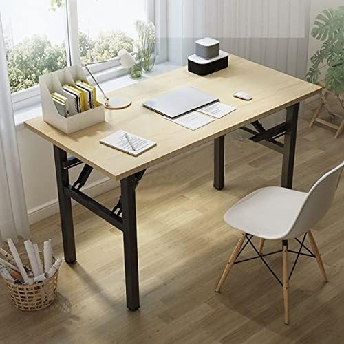 SogesGame Computer Desk, 47 Inch Modern Simple Style Folding Tables, Home Office Writing Desk, Folding Table, No Install Needed, Teak Black - LeafyLoom