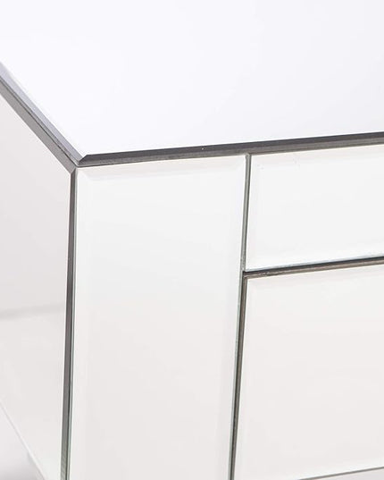 SEI Furniture Darien Contemporary Mirrored Rectangular, Rectangle Coffee Table, Silver - LeafyLoom