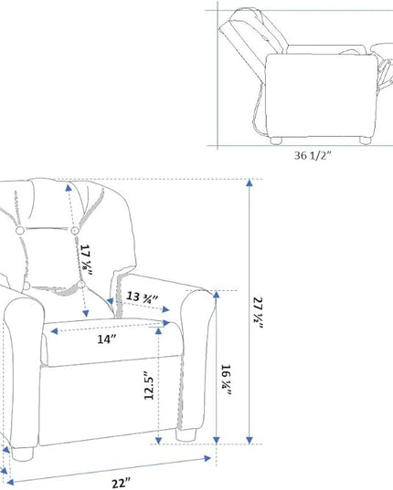 THE CREW FURNITURE Traditional Kids Recliner, Toddler Ages 1-5 Years, Home Décor Polyester Linen, Retro Orange - LeafyLoom