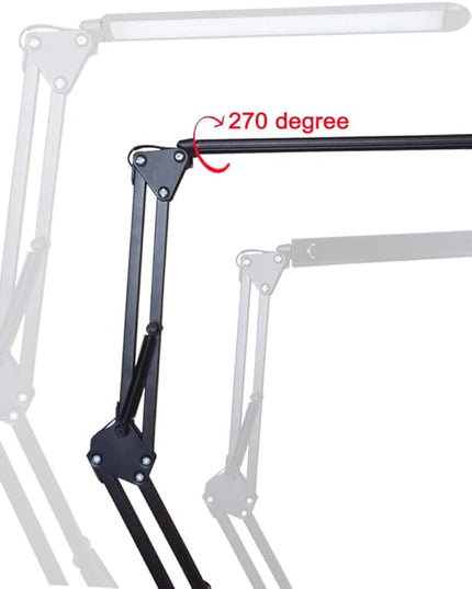 LED Desk Lamp, Metal Swing Arm Lamp, Eye-Caring Dimmable Table Lamp led,Flexible Arm Table Lamp led, 3 Color Modes, 9 Brightness Dimming Reading Light with USB Port - LeafyLoom