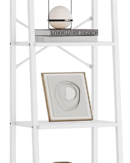 Narrow Bookshelf Bookcase with Drawer, Ladder Shelf with 2 Hooks, Bookshelves Storage Organizer, Freestanding Display Standing for Home Office, Bedroom, 6 Tier White BC19613W - LeafyLoom
