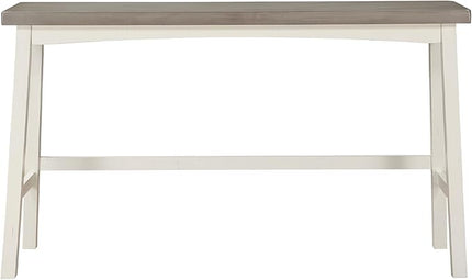 Lexicon Bar Table Set for 3, Small Kitchen table set Kitchen Island Table with 3 Saddle Bar Stools, 4 Piece Dining Table Set for Breakfast Nook, Living Room, Apartment, Pub Height, White/Coffee - LeafyLoom