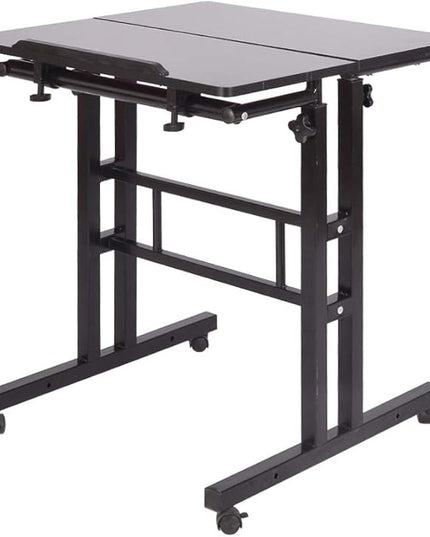 soges Mobile Standing Desk Adjustable Height, Roling Sit-Stand Desk, Small Standing Computer Desk Workstation on Wheels, Sit Stand Up Desk for Home Office, Black - LeafyLoom