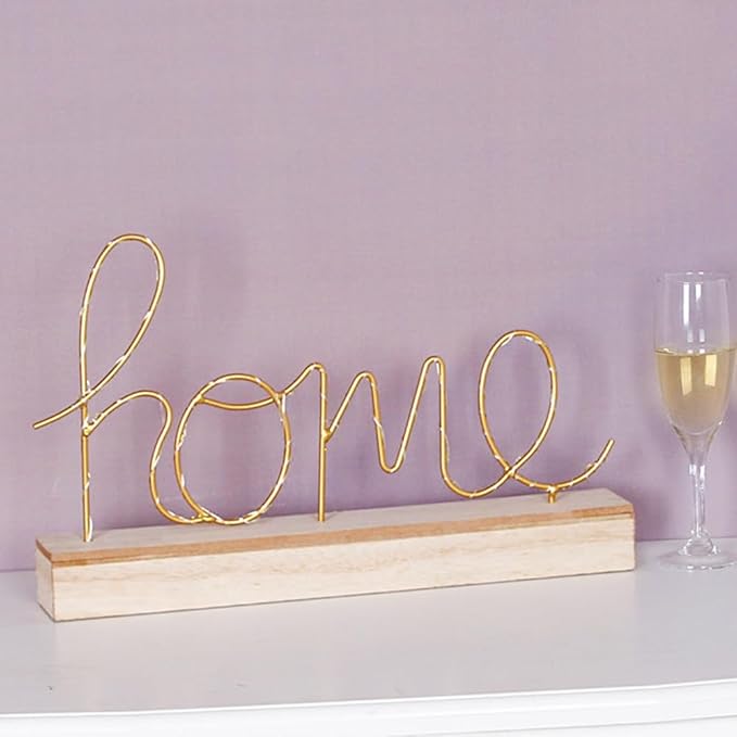 GUOCHENG home Alphabet Letter Light Battery Operated LED Table Lamps home Romantic Decorative Mood Lights Starry String Night Light, Wedding Christmas Bedroom Decor(Metal home) - LeafyLoom