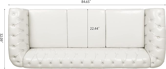 3-Seaters Living Room Clasic Chesterfield Sofa Couch Button Tufted PU Leather Upholstered Sofa&Couch with Luxury Roller Armrest Soild Wood Legs Movable Cushions & Nailhead Decor - LeafyLoom