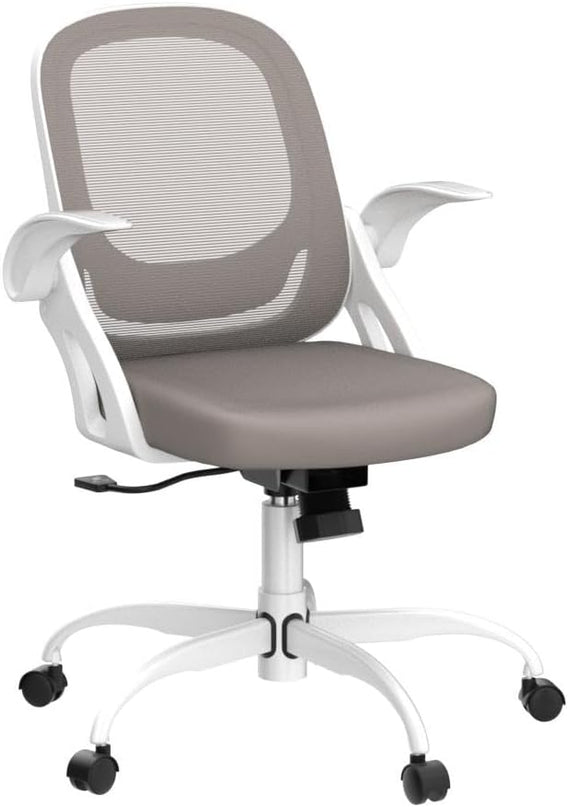 Home Office Chair Work Desk Chair Comfort Ergonomic Swivel Computer Chair, Breathable Mesh Desk Chair, Lumbar Support Task Chair with Wheels and Flip-up Arms and Adjustable Height - LeafyLoom