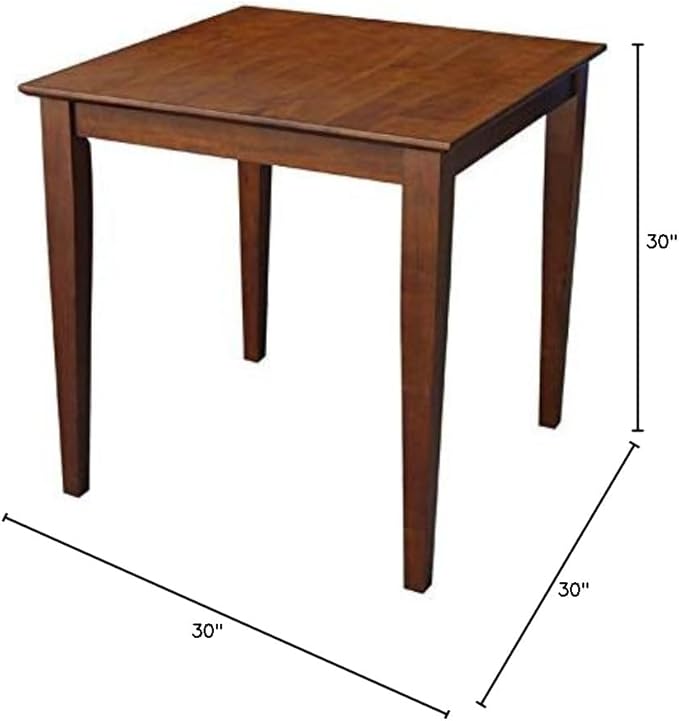IC International Concepts International Concepts Shaker Leg Solid Wood Inch, Espresso Dining Table, 30 in x 30 - LeafyLoom