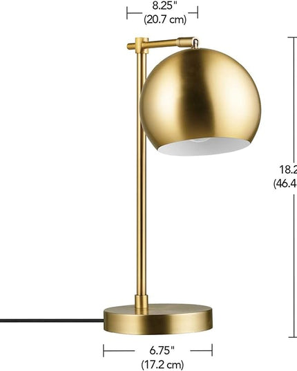 Globe Electric 52915 Molly 18" Desk Lamp, Matte Brass, Black Fabric Cord, in-Line On/Off Rocker Switch, Title 20 LED Bulb Included - LeafyLoom