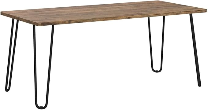 Lavish Home Coffee Table with Hairpin Legs-Modern Industrial Style Home Decor-Woodgrain-Look and Steel Accent Living Room Furniture, 41", Brown - LeafyLoom