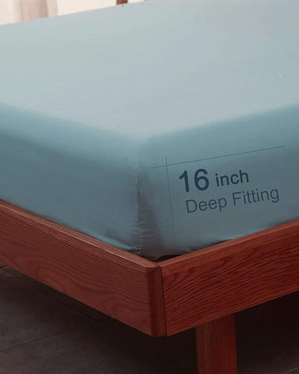 SONORO KATE Bed Sheet Set Super Soft Microfiber 1800 Thread Count Luxury Egyptian Sheets 16-Inch Deep Pocket，Wrinkle -3 Piece (Spa Blue, Twin XL) - LeafyLoom