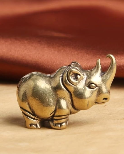 Vintage Solid Brass Rhino Figurine - Exquisite Desk Decor for Collectors - Perfect Home or Office Accent(Rhino) - LeafyLoom
