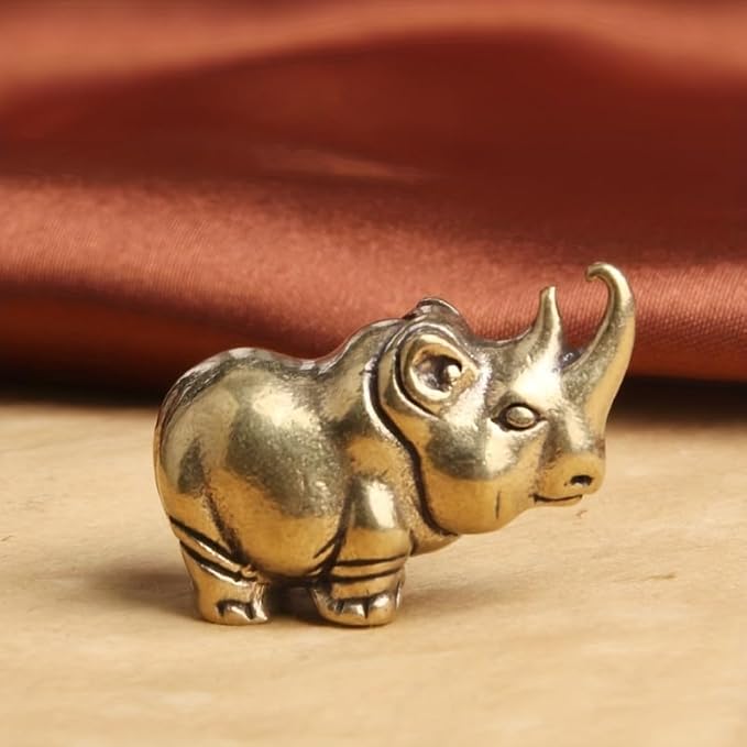 Vintage Solid Brass Rhino Figurine - Exquisite Desk Decor for Collectors - Perfect Home or Office Accent(Rhino) - LeafyLoom
