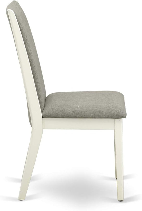 East West Furniture NDLA5-LWH-06 Norden 5 Piece Dinette Set for 4 Includes a Rectangle Room Table with Dropleaf and 4 Shitake Fabric Parsons Dining Chairs, 30x48 Inch, Linen White - LeafyLoom