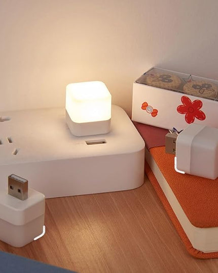 USB Lights by Night，Plug in LED Mini Bulb，Flexible LED Ambient Light ，Emergency Lighting，Compact，Ideal for Bedroom，Bathroom，Nursery，Hallway，Outdoor Camping，Reading(8PCS,Warm White)(Yellow) - LeafyLoom