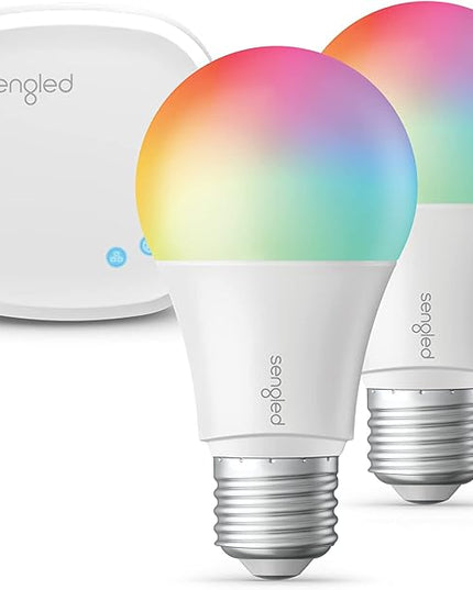 Sengled Smart Light Bulb Starter Kit, Smart Bulbs that Work with Alexa, Google Home, Color Changing Light Bulb, Alexa Light Bulbs, A19 E26 Dimmable Bulbs 800LM, 8.6W (60W Equivalent), 2 Pack with Hub Sengled