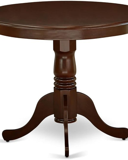 East West Furniture Antique 3 Piece Kitchen Set for Small Spaces Contains a Round Table with Pedestal and 2 Dining Room Chairs, 36x36 Inch, Mahogany - LeafyLoom