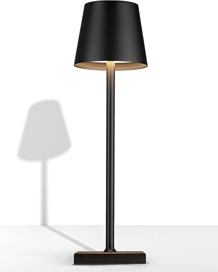 2 Pack Rechargeable Table Lamp, 3 Color Dimmable Modern Battery Powered Lamp, 5200mAh Touch Cordless LED Desk Lamp for Bedroom Reading Office Bar Cafe Patio (Black) - LeafyLoom
