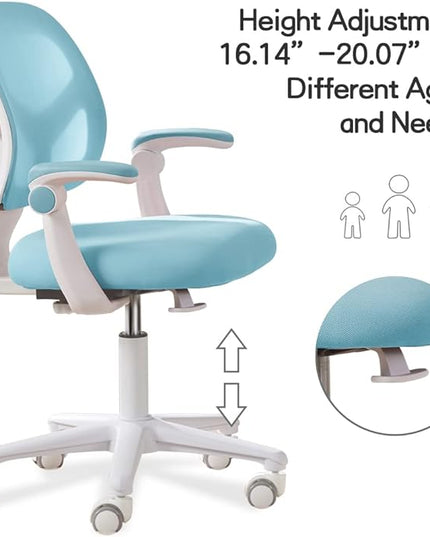 Kids Desk Chair, Height Adjustable Kids Chair, Ergonomically Designed Kids Computer Chair. Made Suitable for 4~12 Years Old Child, Light Blue - LeafyLoom