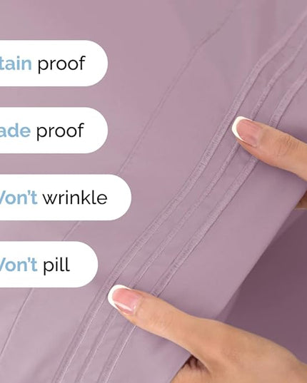 Cal King Size 4 Piece Sheet Set - Comfy Breathable & Cooling Sheets - Hotel Luxury Bed Sheets for Women & Men - Deep Pockets, Easy-Fit, Soft & Wrinkle Free Sheets - Light Lavender Oeko-Tex Bed Sheets - LeafyLoom