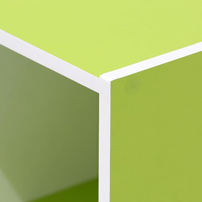 Furinno Pasir 3-Tier Open Shelf Bookcase, White/Green 11003WH/GR - LeafyLoom