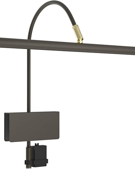 Cocoweb 19" LED Grand Piano Light in Mahogany Bronze with Brass Accents with Dimmer Clip - LeafyLoom