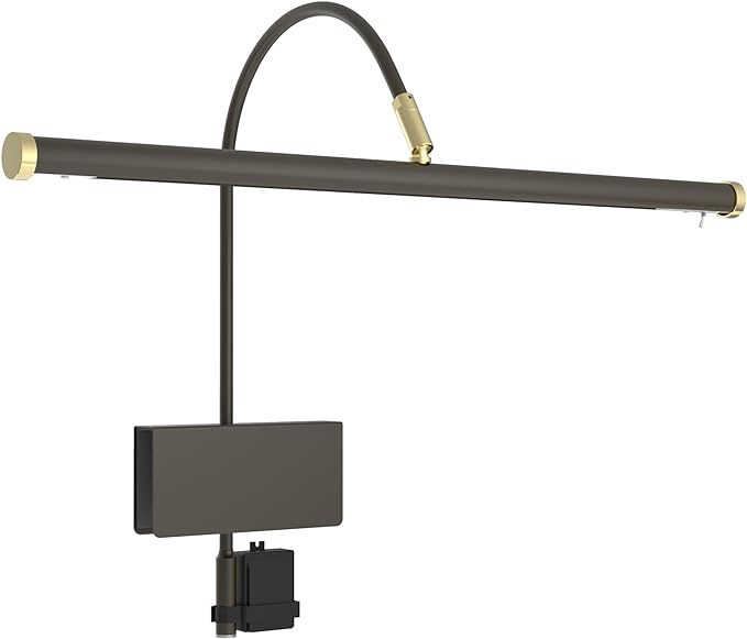 Cocoweb 19" LED Grand Piano Light in Mahogany Bronze with Brass Accents with Dimmer Clip - LeafyLoom