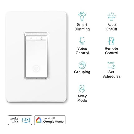 Kasa Smart Dimmer Switch HS220P3, Single Pole, Needs Neutral Wire, 2.4GHz Wi-Fi Light Switch Works with Alexa and Google Home, UL Certified,, No Hub Required, 3-Pack KasaSmartbyTP-Link