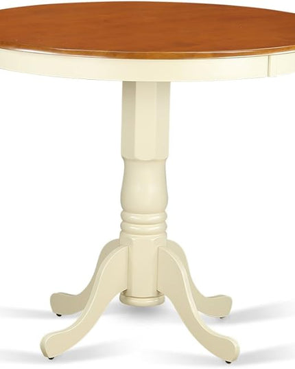 East West Furniture JAGR5-WHI-W 5 Piece Kitchen Counter Set Includes a Round Dining Room Table with Pedestal and 4 Dining Chairs, 36x36 Inch, Buttermilk & Cherry - LeafyLoom