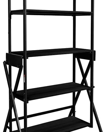 Origami Modern 2 in 1 Shelf to Table Style, Organizer Deco Rack Magically Turn to a Table/Desk in a Second, Fully Assembled, Patent Pending, Black(STT-BLKBLK) - LeafyLoom