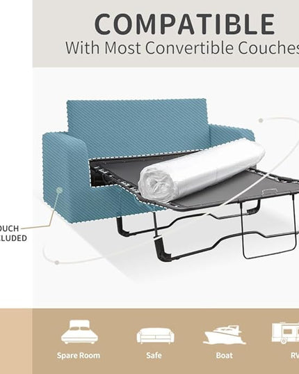 4Inch Memory Foam Sofa Bed Replacement Mattress for Queen Size Sleeper Sofa & Couch Beds - Made in USA - Washable Material/Non-Slip Base - Sofa Not Included - 72”L x 58”W x 4”H - LeafyLoom