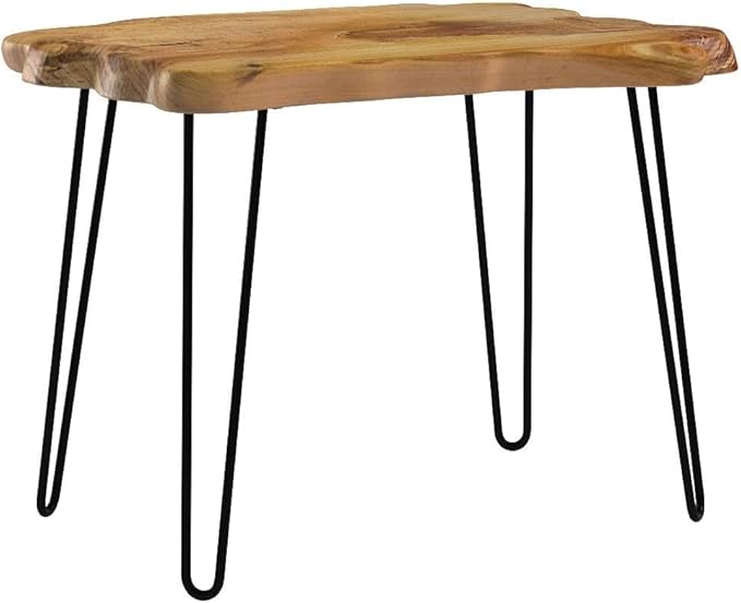 WELLAND Natural Edge Coffee Table, Small Square Cedar Wood Table, 28x20.5x20.5 inches, Unfinished - LeafyLoom