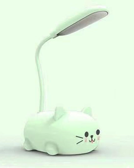 LED Kids Lamp, Mini Cat Table Lamp, Portable LED Night Light, Cute Desk Lamp, Foldable USB Rechargeable Reading Light Children's Bedroom (Green) - LeafyLoom