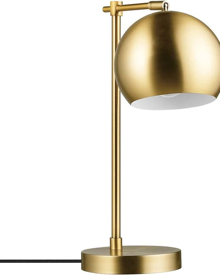 Globe Electric 52915 Molly 18" Desk Lamp, Matte Brass, Black Fabric Cord, in-Line On/Off Rocker Switch, Title 20 LED Bulb Included - LeafyLoom