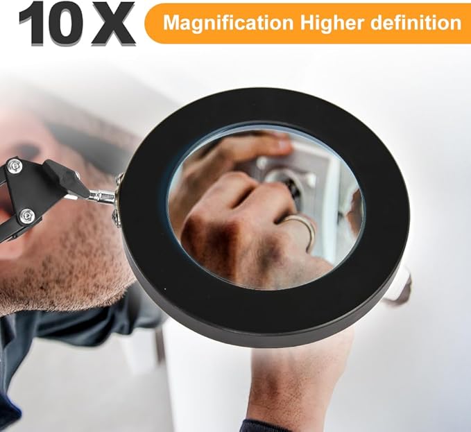 CHENBEN 10X Magnifying Glass with Light desk lamp 5 Color Modes Dimmable 2-in-1 Magnifying Glass with Light and Stand Adjustable LED Desk Lamp Hands Free for Reading Craft Repair Close Work - LeafyLoom