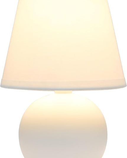 Simple Designs LT2008-OFF Mini Ceramic Globe Table Lamp, Off White - LeafyLoom