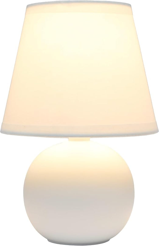Simple Designs LT2008-OFF Mini Ceramic Globe Table Lamp, Off White - LeafyLoom