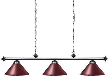 Wellmet Pool Table Lights for 8'/9' Table with 3 Metal Shades, Billiard Lamp for Man Cave, Game Room, Kitchen Island Light for Restaurant Or Dining Room (Burgundy, 59 inch-3 Lights) - LeafyLoom