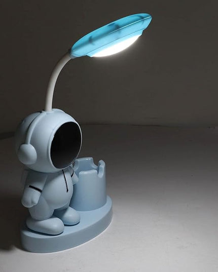 SUNGOOYUE Shape Small Desk Lamp, Rechargeable Desk Lamp with Pen Holder Sharpener Night Light for Dorm Bedroom (Blue) - LeafyLoom