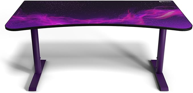 Arozzi Arena Special Edition Ultrawide Curved Gaming and Office Desk with Full Surface Water Resistant Desk Mat Custom Monitor Mount Cable Management Cut Outs - Purple Galaxy - LeafyLoom