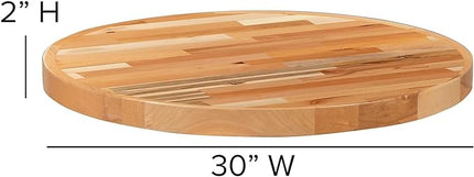 Flash Furniture Mayfair 30" Round Butcher Block Style Table Top, Natural - LeafyLoom