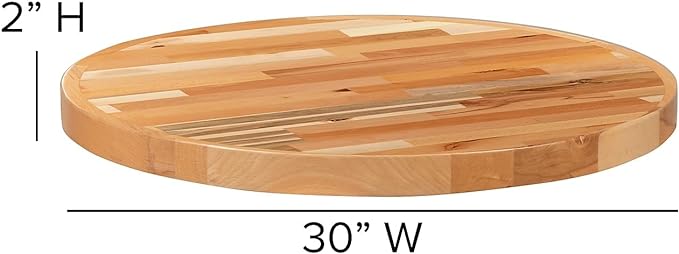 Flash Furniture Mayfair 30" Round Butcher Block Style Table Top, Natural - LeafyLoom