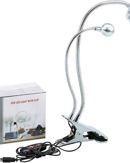 FILFEEL 2in1 LED with Clip, Illuminated Lights for Nail Desk Manicure Makeup Bed Reading Use Flexible Metal Hose with USB Interface - LeafyLoom
