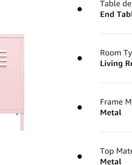 Novogratz Cache Metal Locker End Table, Bashful Pink - LeafyLoom