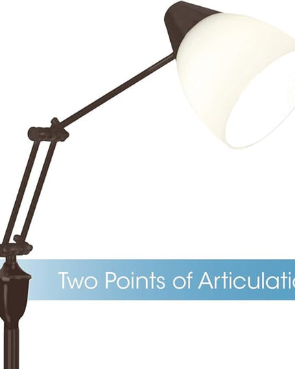 OttLite Webster Adjustable LED Floor Lamp – Metal Bronze Painted Finish, Modern Contemporary Design, Adjustable Glass Shade, Floor Step Switch, for Reading & Crafting - LeafyLoom