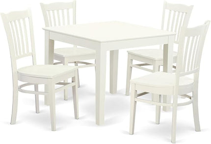 East West Furniture OXGR5-LWH-W Oxford 5 Piece Room Furniture Set Includes a Square Kitchen Table and 4 Dining Chairs, 36x36 Inch - LeafyLoom