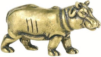 Vintage Solid Brass Hippo Figurine - Adorable Desk Decor for Collectors - Perfect Office or Home Accent(Hippo) - LeafyLoom