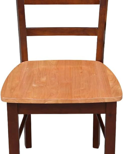 International Concepts Pair of Madrid LadderBack Chairs, Cinnamon/Espresso - LeafyLoom