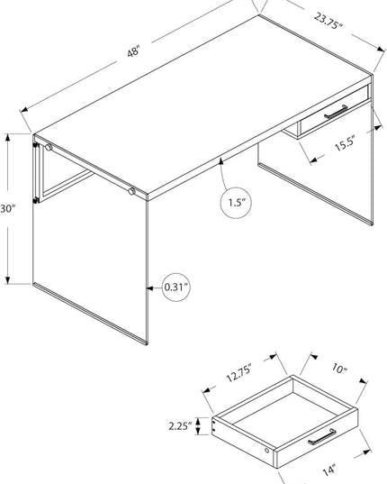Monarch Computer Desk, Glossy White, 48" - LeafyLoom