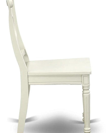 East West Furniture KEC-LWH-W Kenley Dinette Chairs - Napoleon Back Solid Wood Seat Kitchen Chairs, Set of 2, Linen White - LeafyLoom